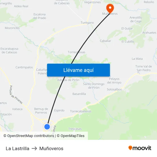 La Lastrilla to Muñoveros map