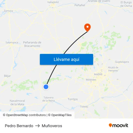 Pedro Bernardo to Muñoveros map