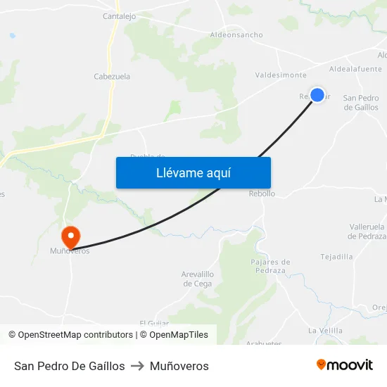 San Pedro De Gaíllos to Muñoveros map