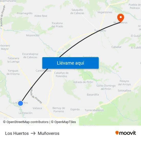 Los Huertos to Muñoveros map