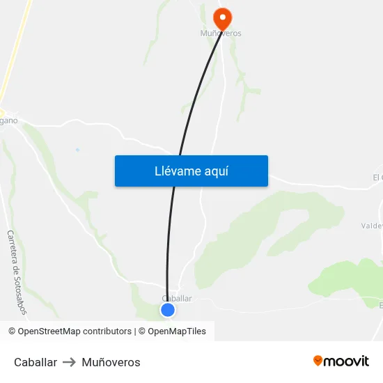 Caballar to Muñoveros map