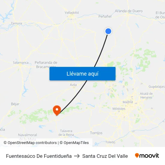Fuentesaúco De Fuentidueña to Santa Cruz Del Valle map