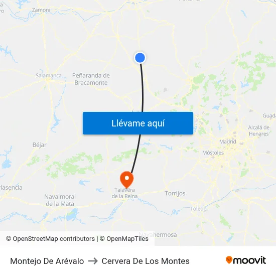 Montejo De Arévalo to Cervera De Los Montes map