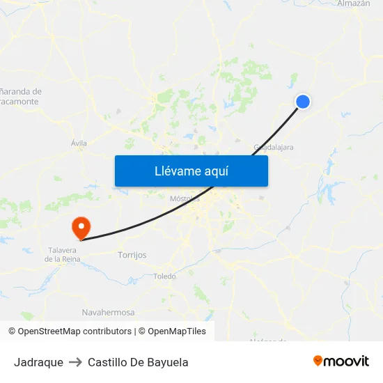 Jadraque to Castillo De Bayuela map
