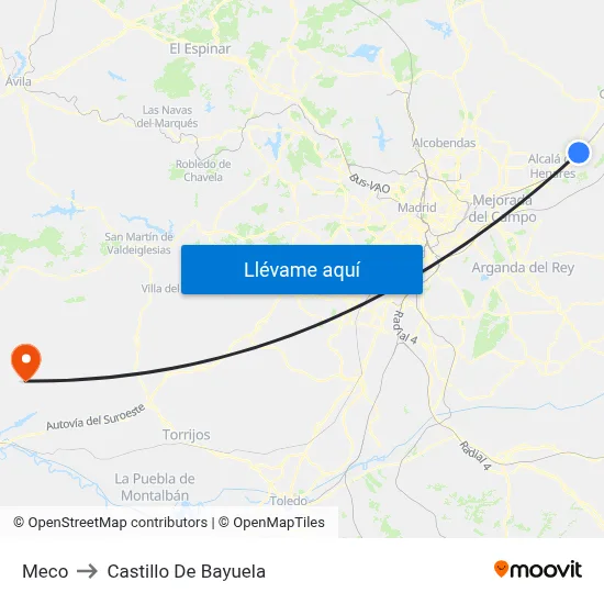 Meco to Castillo De Bayuela map