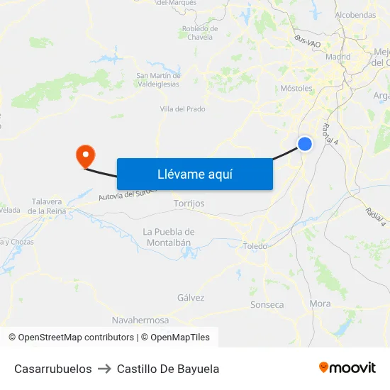Casarrubuelos to Castillo De Bayuela map