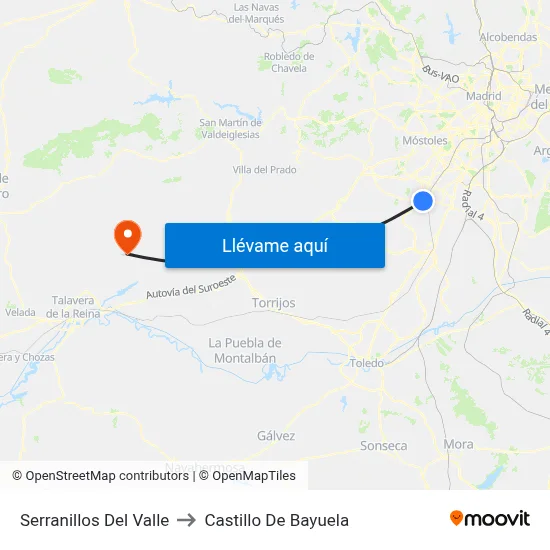 Serranillos Del Valle to Castillo De Bayuela map