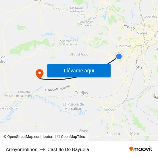 Arroyomolinos to Castillo De Bayuela map