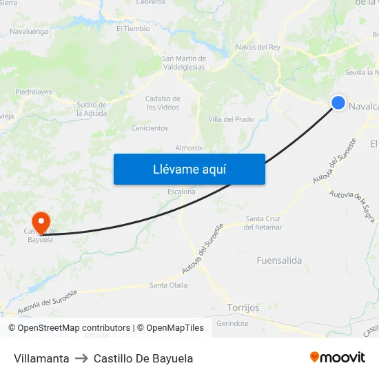 Villamanta to Castillo De Bayuela map
