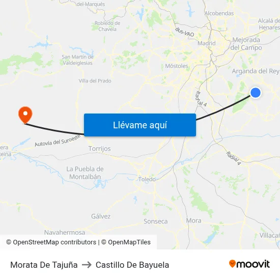 Morata De Tajuña to Castillo De Bayuela map