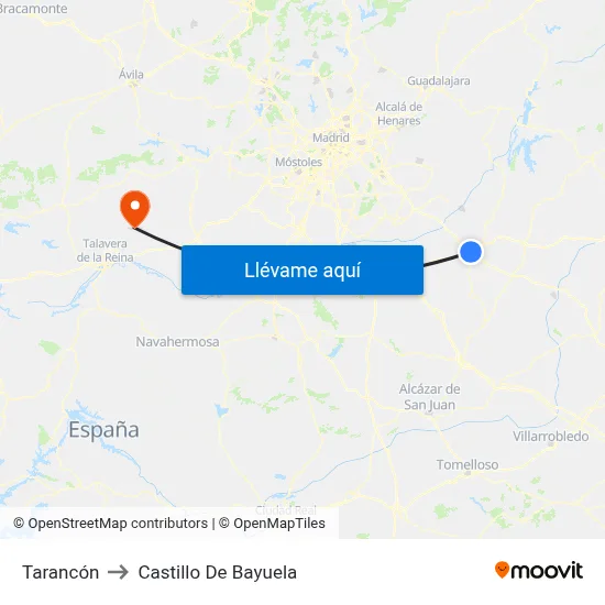 Tarancón to Castillo De Bayuela map