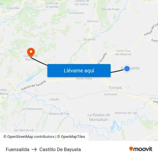 Fuensalida to Castillo De Bayuela map