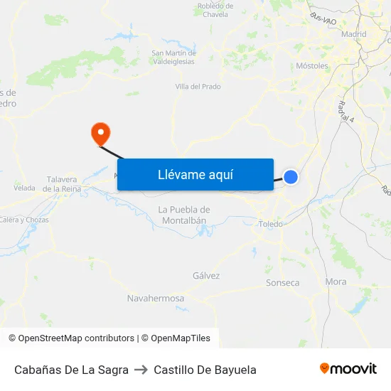 Cabañas De La Sagra to Castillo De Bayuela map