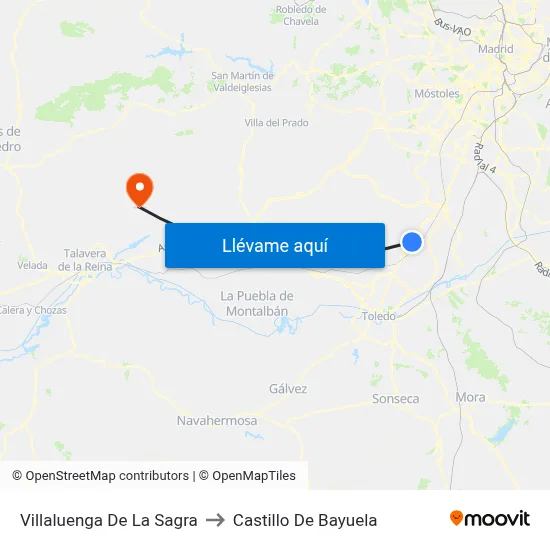 Villaluenga De La Sagra to Castillo De Bayuela map