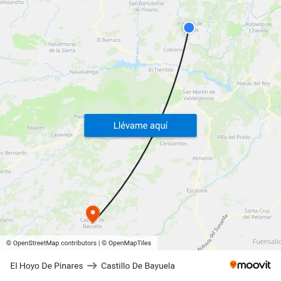 El Hoyo De Pinares to Castillo De Bayuela map
