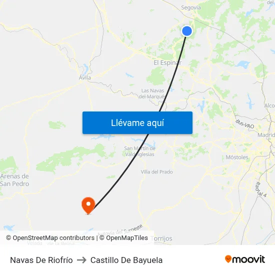 Navas De Riofrío to Castillo De Bayuela map