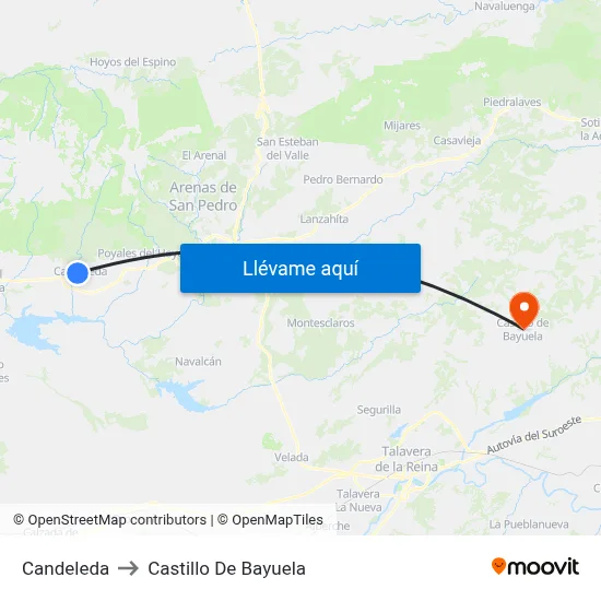 Candeleda to Castillo De Bayuela map