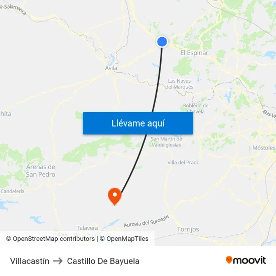 Villacastín to Castillo De Bayuela map