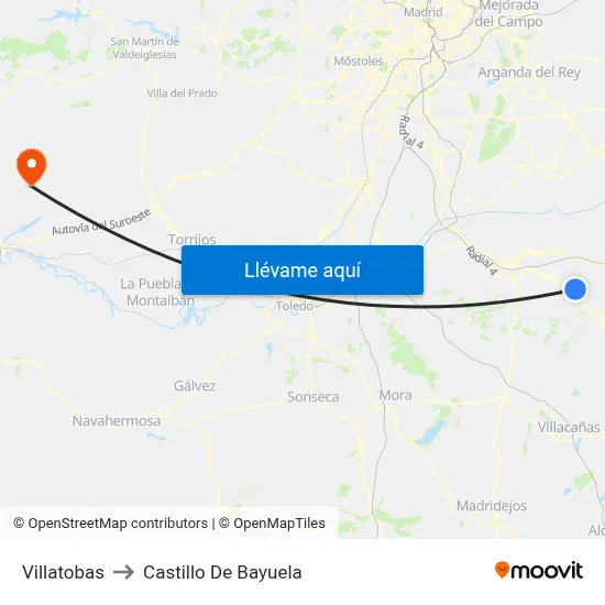 Villatobas to Castillo De Bayuela map
