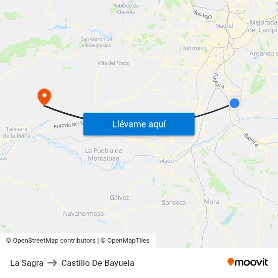 La Sagra to Castillo De Bayuela map