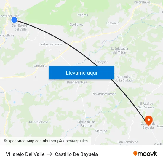 Villarejo Del Valle to Castillo De Bayuela map