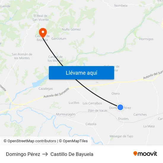 Domingo Pérez to Castillo De Bayuela map