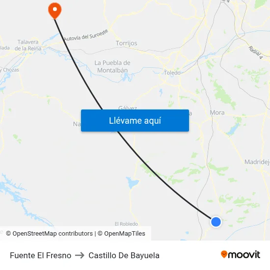 Fuente El Fresno to Castillo De Bayuela map