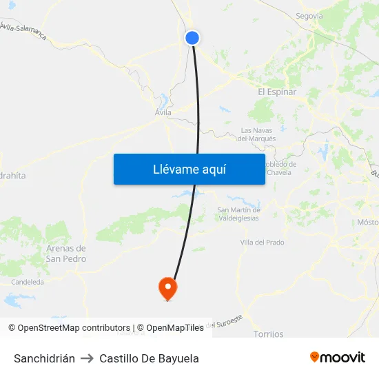 Sanchidrián to Castillo De Bayuela map