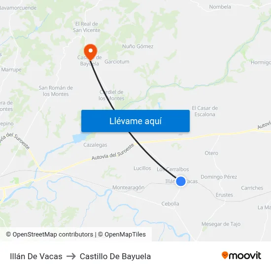 Illán De Vacas to Castillo De Bayuela map