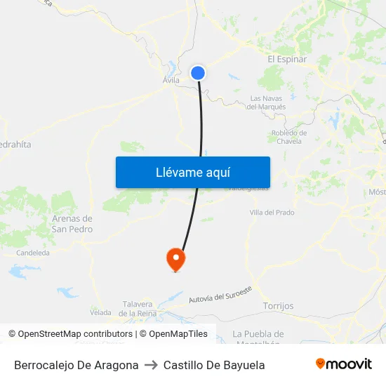 Berrocalejo De Aragona to Castillo De Bayuela map