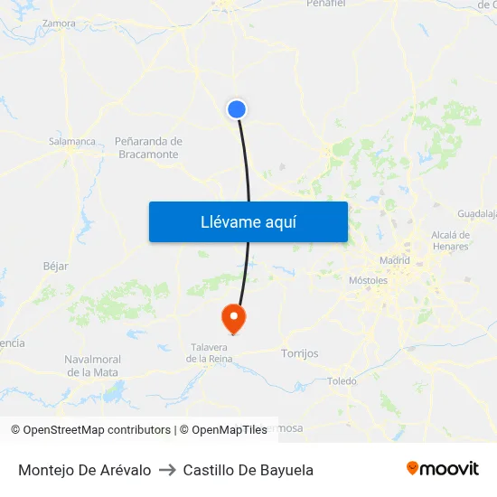 Montejo De Arévalo to Castillo De Bayuela map