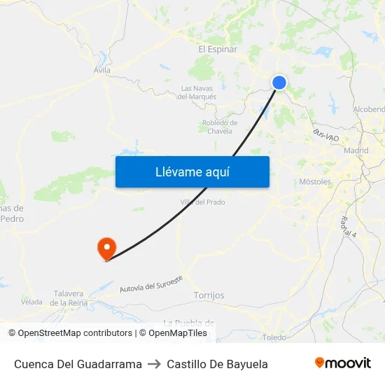 Cuenca Del Guadarrama to Castillo De Bayuela map