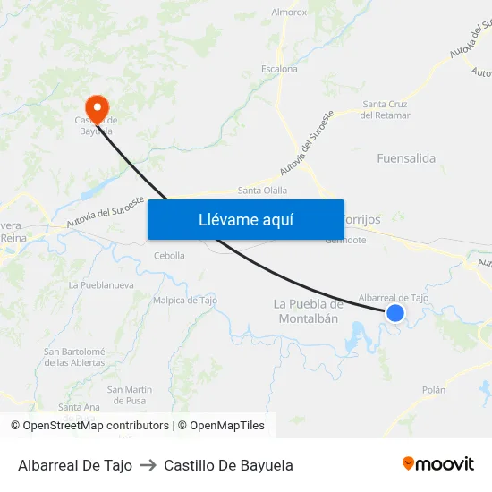 Albarreal De Tajo to Castillo De Bayuela map