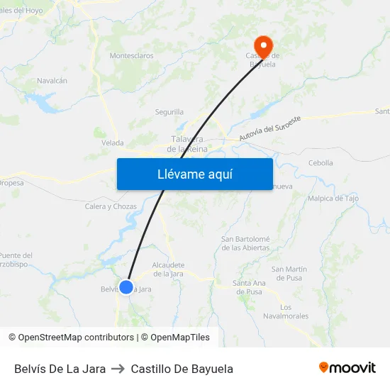 Belvís De La Jara to Castillo De Bayuela map