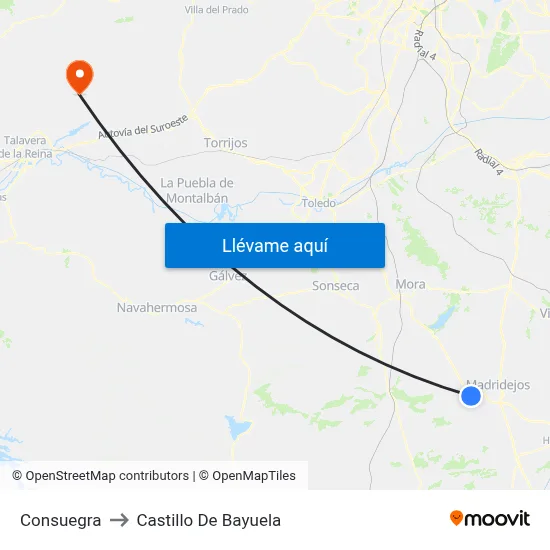 Consuegra to Castillo De Bayuela map