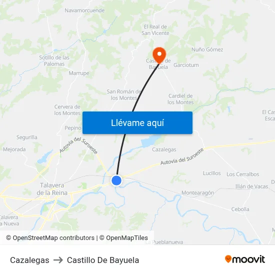 Cazalegas to Castillo De Bayuela map