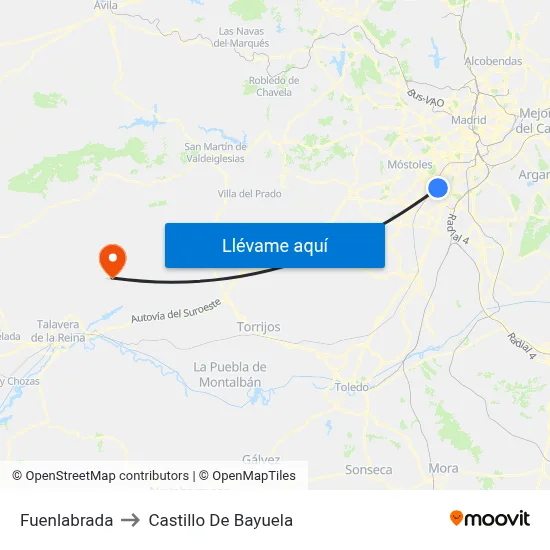 Fuenlabrada to Castillo De Bayuela map