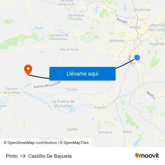Pinto to Castillo De Bayuela map