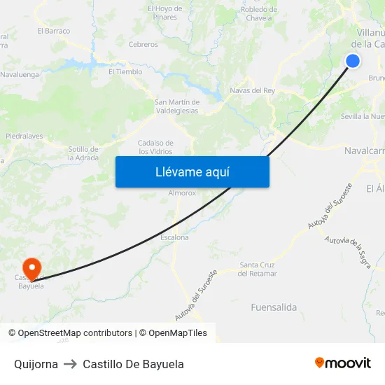 Quijorna to Castillo De Bayuela map