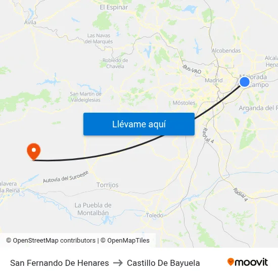 San Fernando De Henares to Castillo De Bayuela map