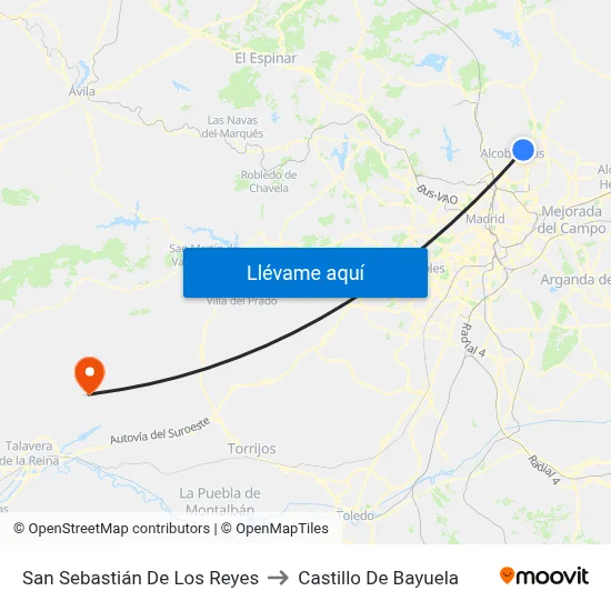 San Sebastián De Los Reyes to Castillo De Bayuela map