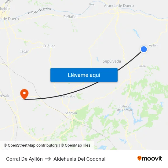 Corral De Ayllón to Aldehuela Del Codonal map