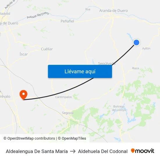Aldealengua De Santa María to Aldehuela Del Codonal map