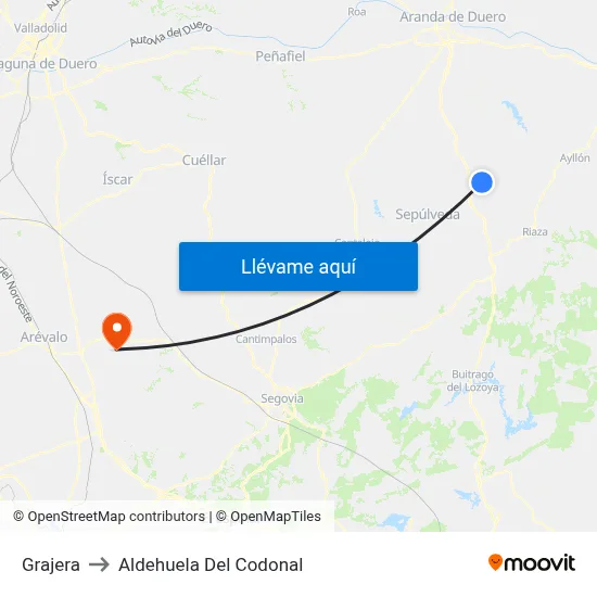Grajera to Aldehuela Del Codonal map
