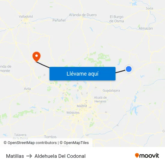 Matillas to Aldehuela Del Codonal map