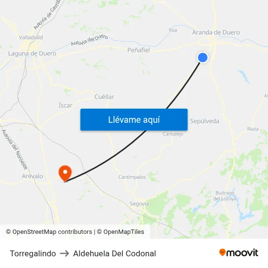 Torregalindo to Aldehuela Del Codonal map