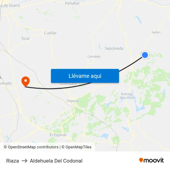 Riaza to Aldehuela Del Codonal map