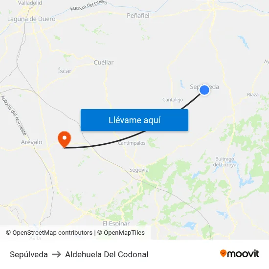 Sepúlveda to Aldehuela Del Codonal map