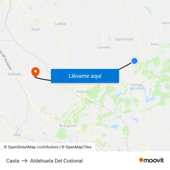 Casla to Aldehuela Del Codonal map