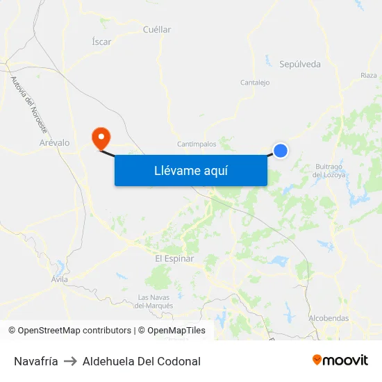 Navafría to Aldehuela Del Codonal map